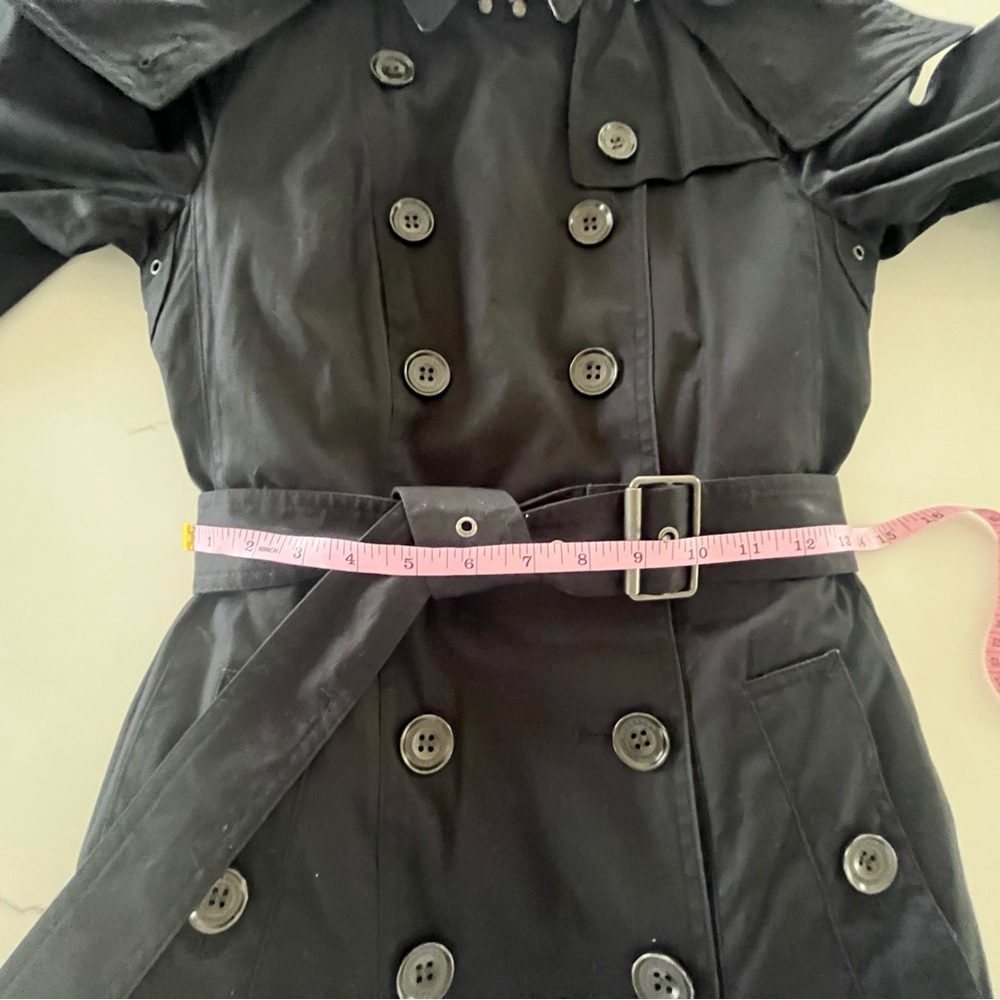 Burberry Trench Rain Coat Black Belted Jacket with Removable Liner & Hood Size 4 - Picture 8 of 16